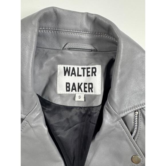 Walter Baker Gray Genuine Soft Leather Moto Biker Jacket Size Small Women NWOT - Picture 3 of 9